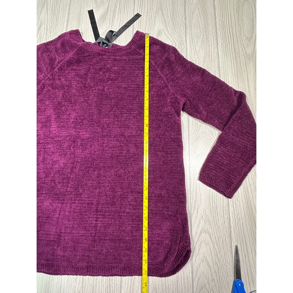 Talbots Women's Purple Chenille Knit Tie Neck Sweater Size L - Picture 6 of 7